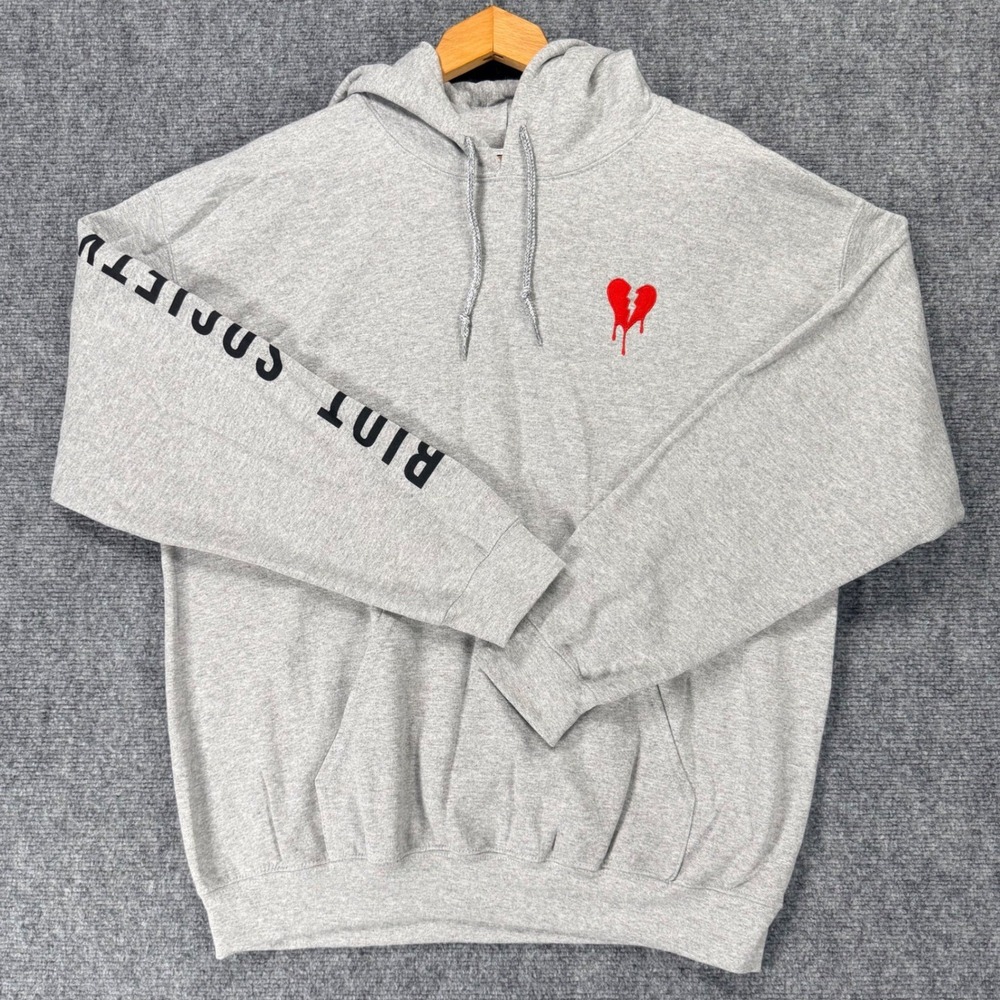 Riot Society Broken Heart Hoodie Men's Large Gray Graphic Streetwear